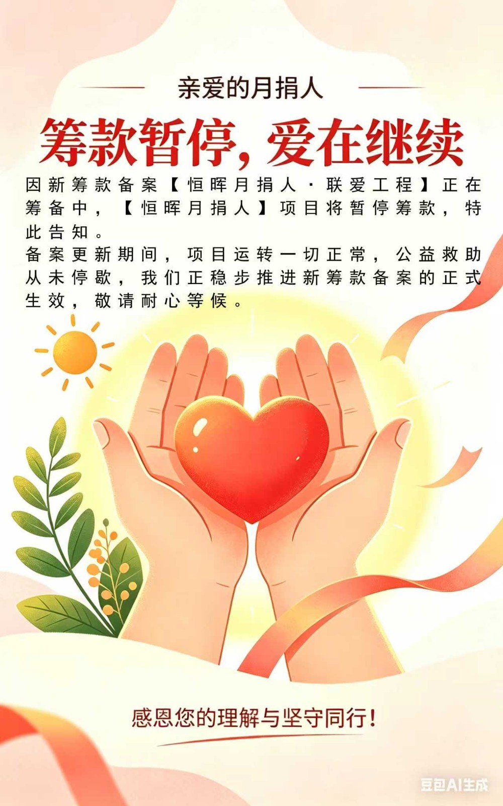 筹款暂停公告